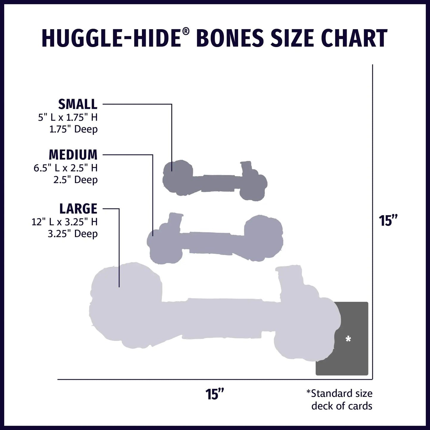 Huggle-Hide® Natural Leather Bone Dog Toy, 3 Pack