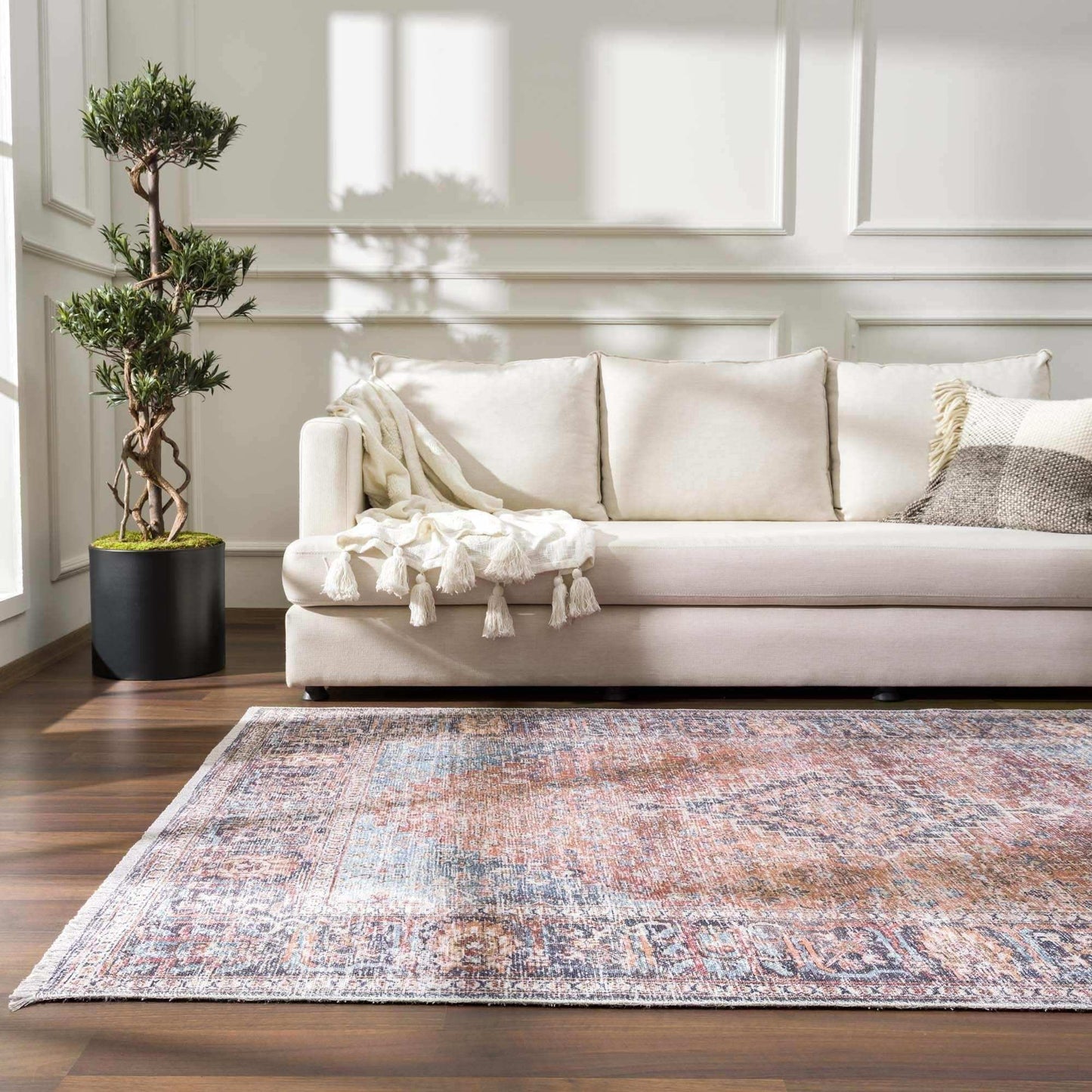 Blue Burgundy Holi-2302 Washable Area Rug