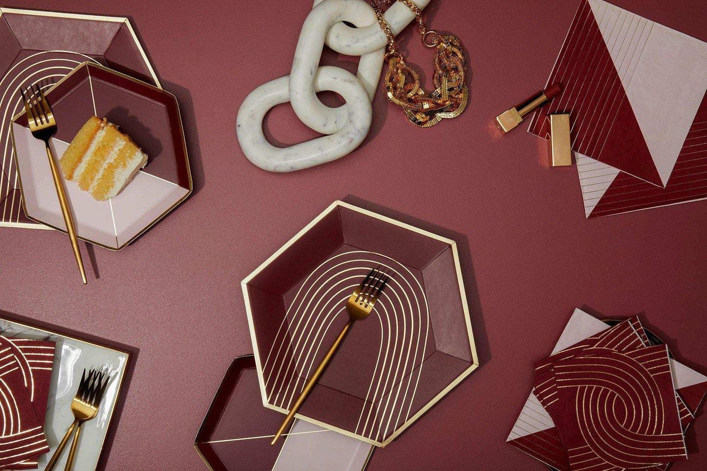 Bordeaux - Maroon Chain Link Cocktail Paper Napkins