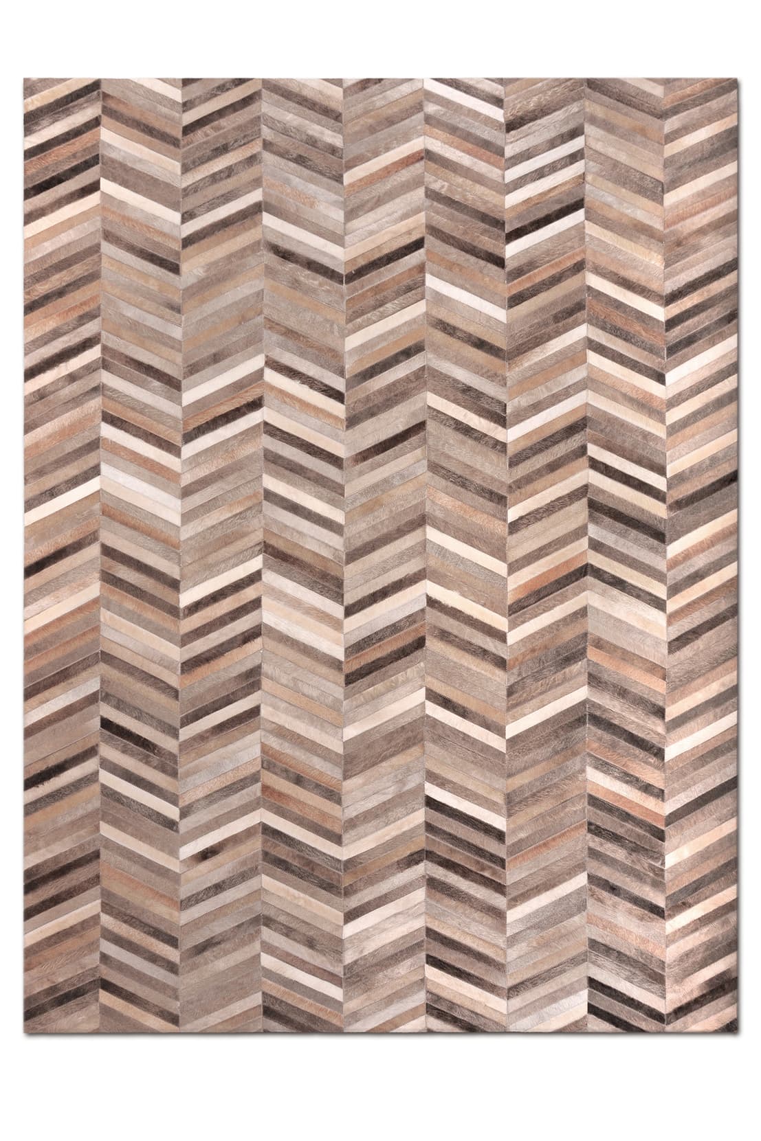 HERRINGBONE LONG – Large Patchwork Cowhide Rug