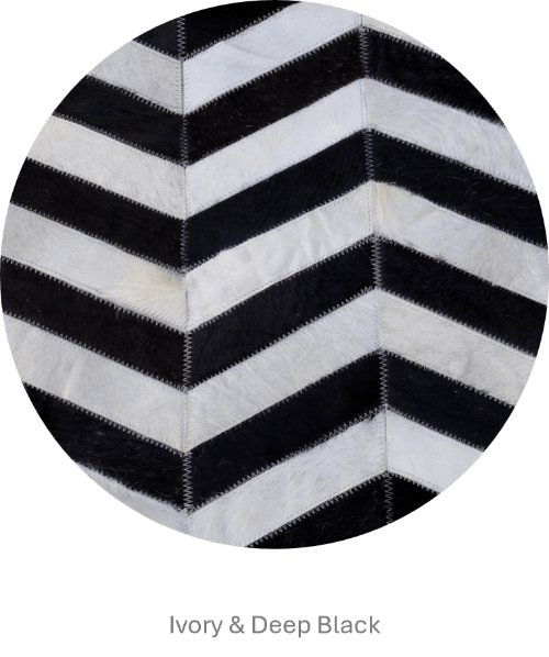 HERRINGBONE WIDE – Custom Patchwork Cowhide Rug for Interior Designers