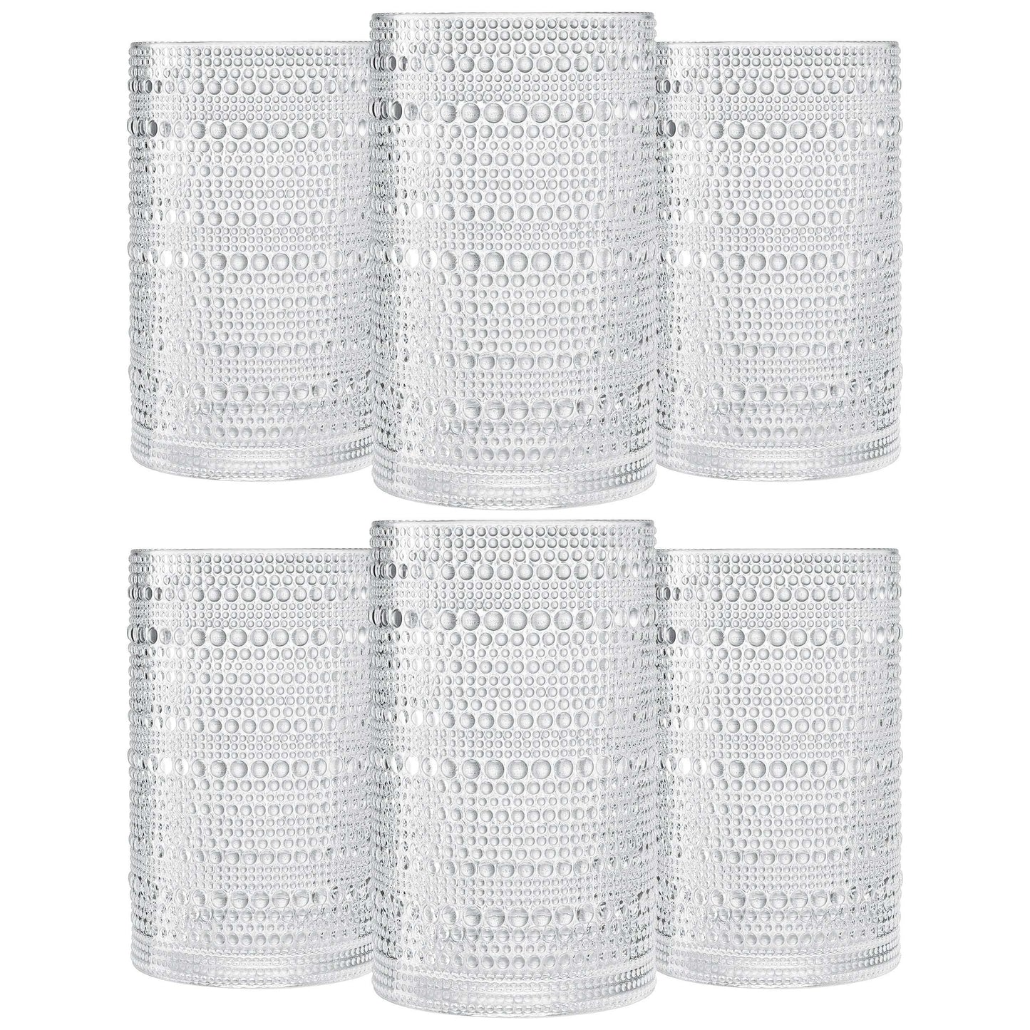 Barcelona Acrylic Highball Hobnail Glassware, Set of 6
