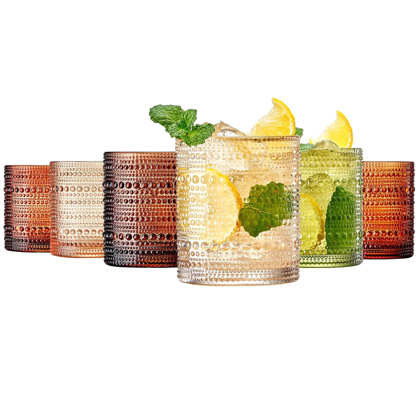 Fortuna Hobnail Lowball Glassware, Set of 6