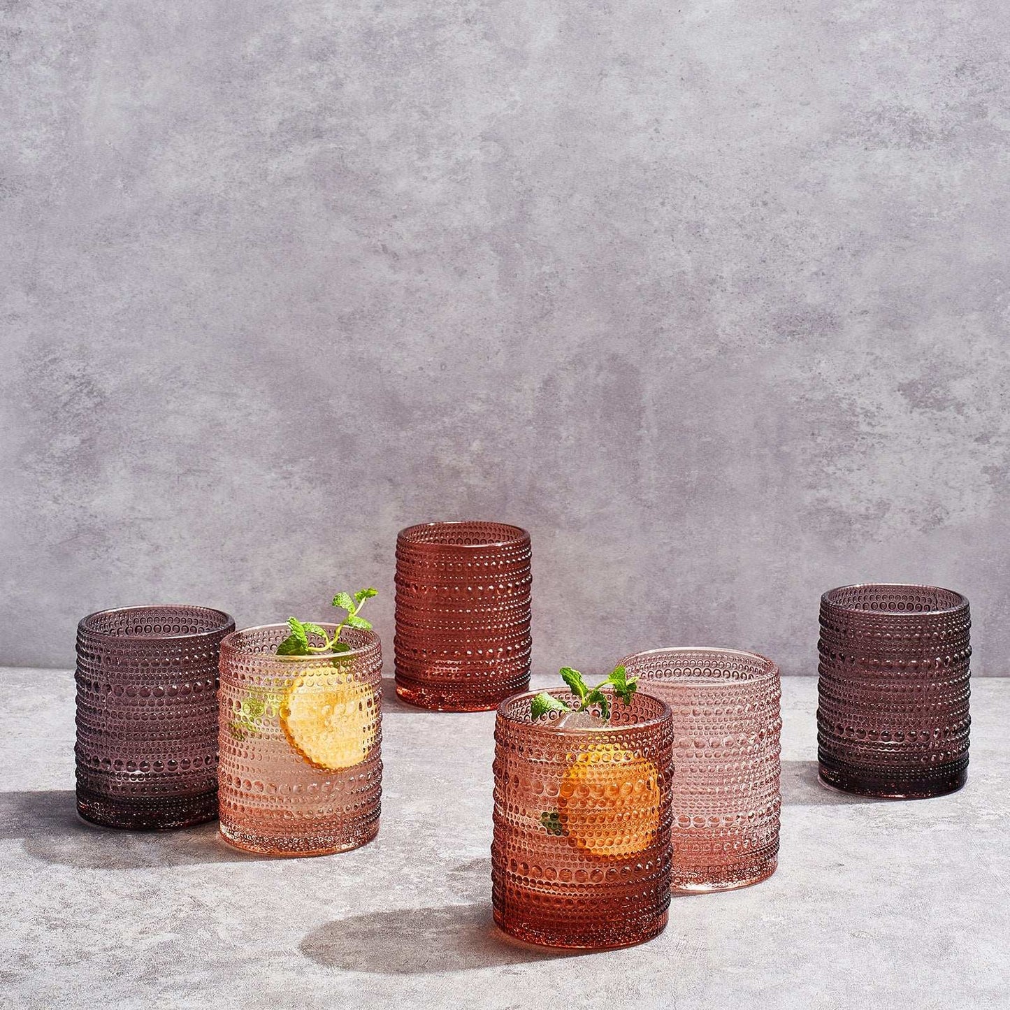 Venus Hobnail Lowball Whiskey Glassware, Set of 6