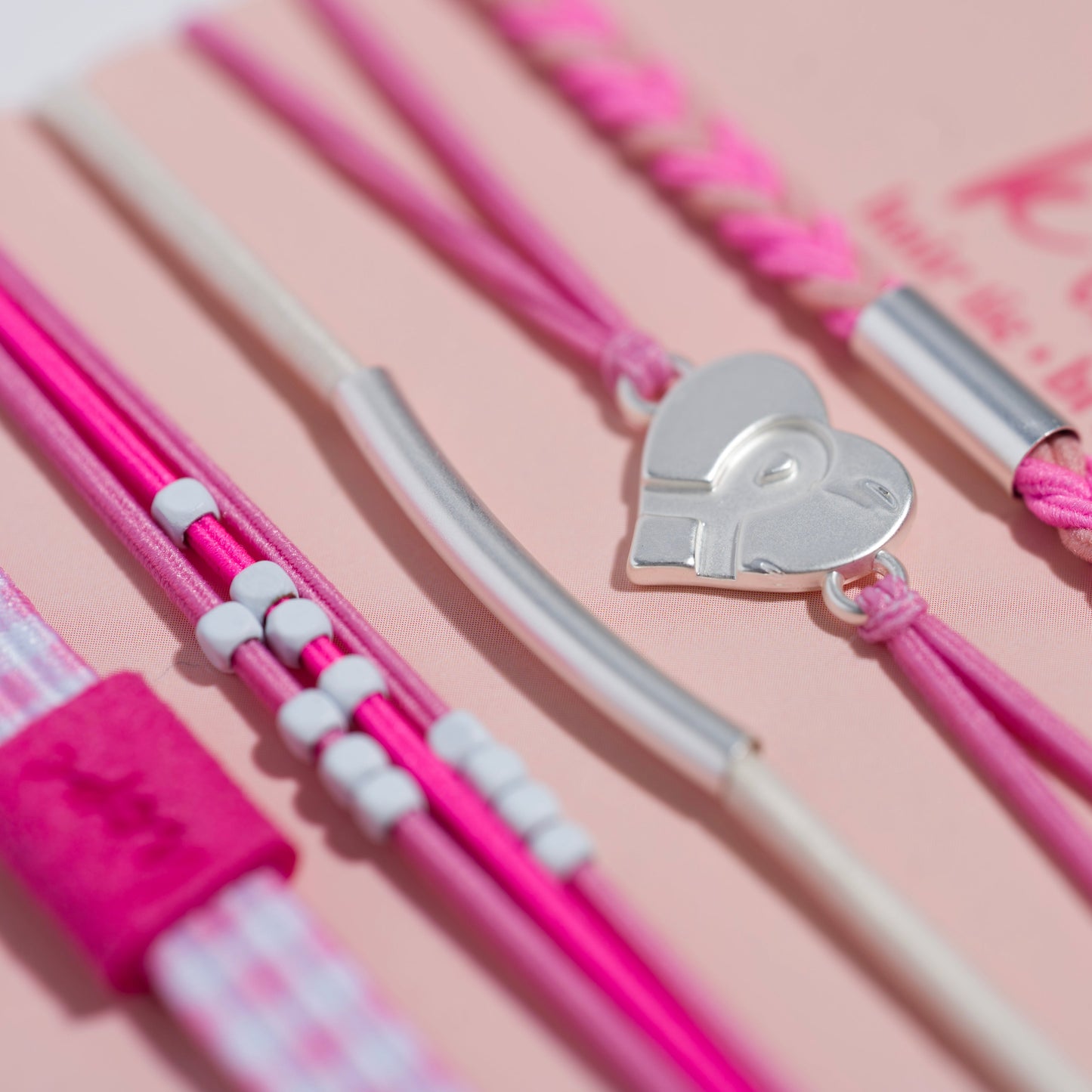 "Hope" Silver & Pink Breast Cancer Awareness Hair Tie Bracelets