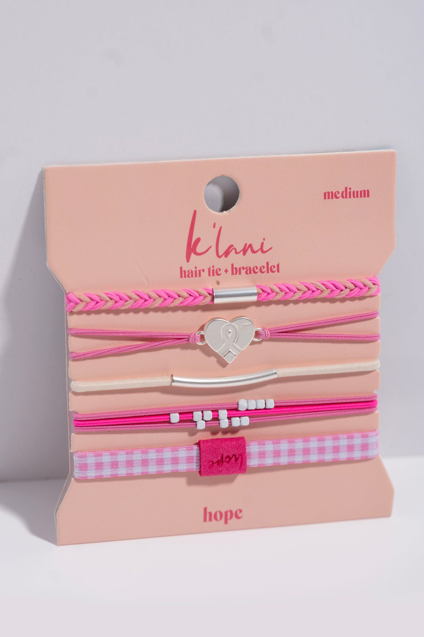 "Hope" Silver & Pink Breast Cancer Awareness Hair Tie Bracelets