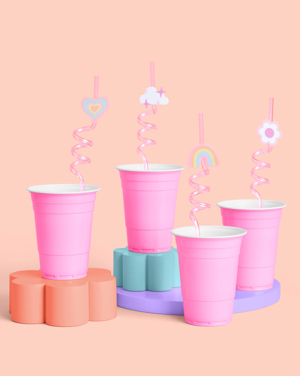 Rainbow Straws - 16 reusable straws