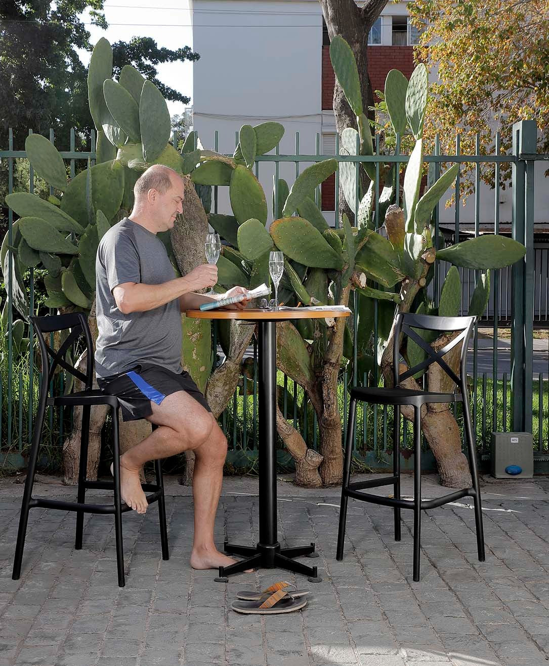 Outdoor Bar Stool Crossback 30" - Set of 4 - Milan