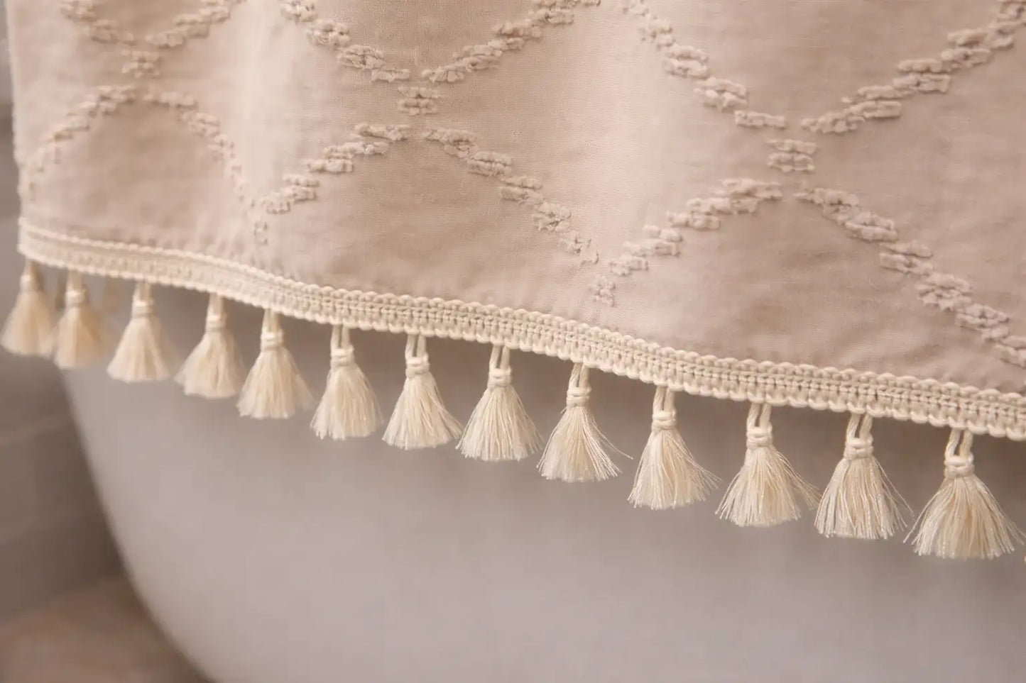 Valencia Tufted Beige Shower Curtain