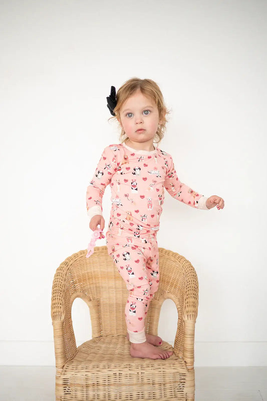 Pups & Kisses (Long Sleeve PJ) - Pink