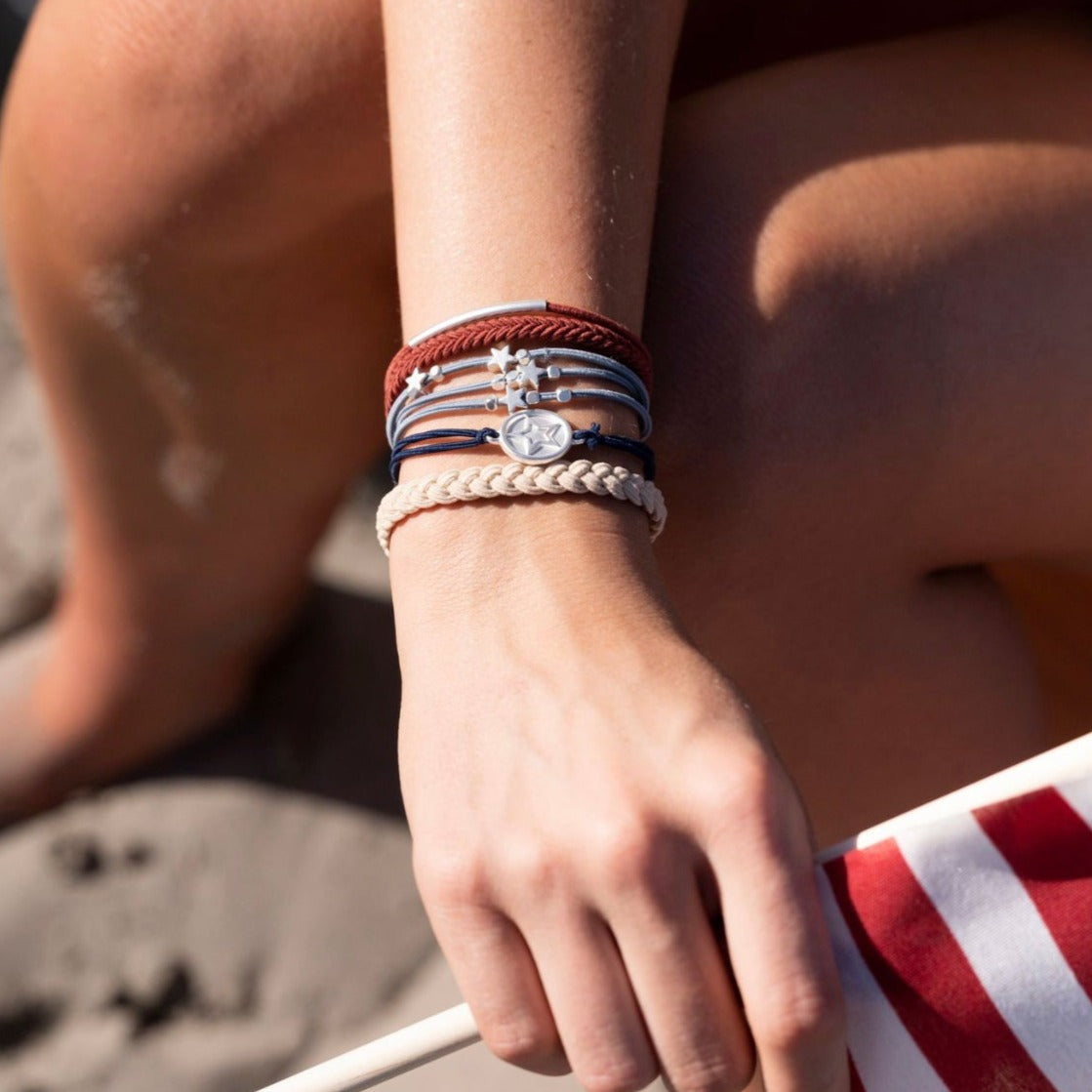 "Brave" Red, White & Blue with Silver Star Accents