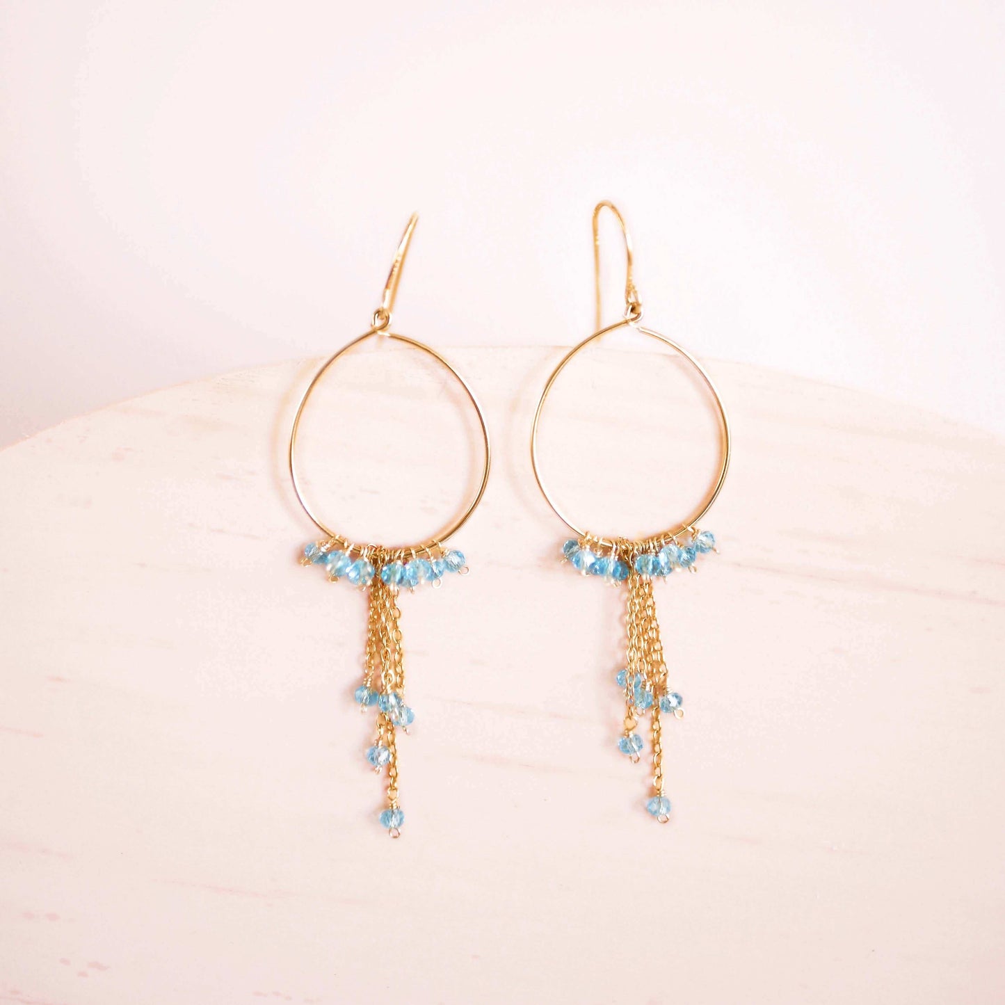 Garnet Mini Swing Hoop Earrings