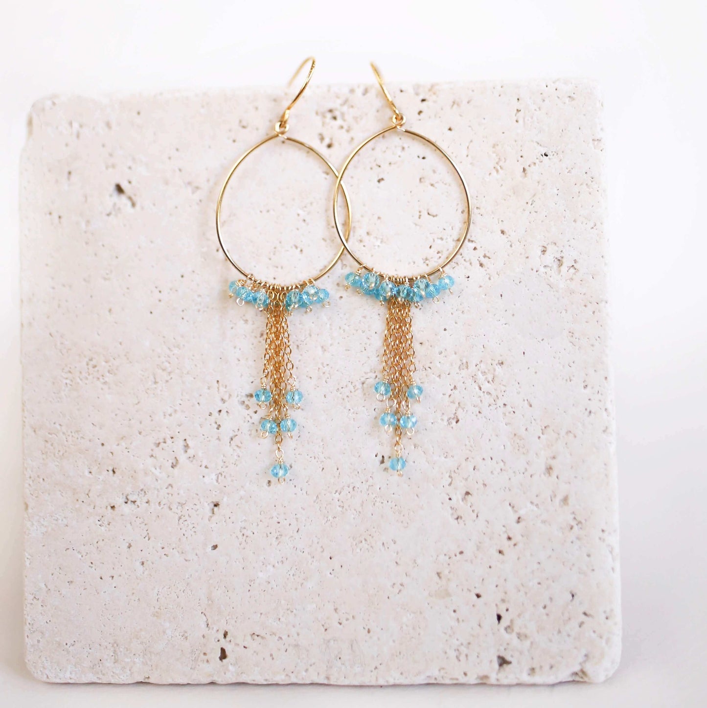 Garnet Mini Swing Hoop Earrings