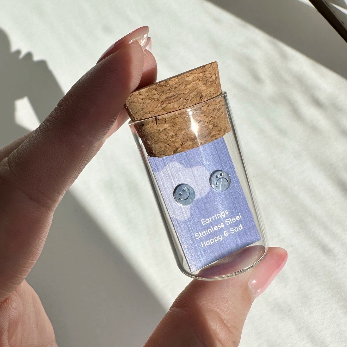 Happy & Sad Smiley Metal Stud Earrings