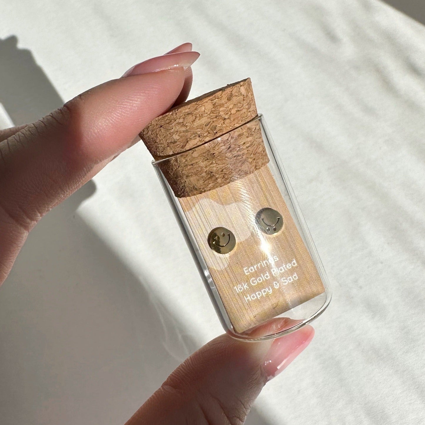 Happy & Sad Smiley Metal Stud Earrings