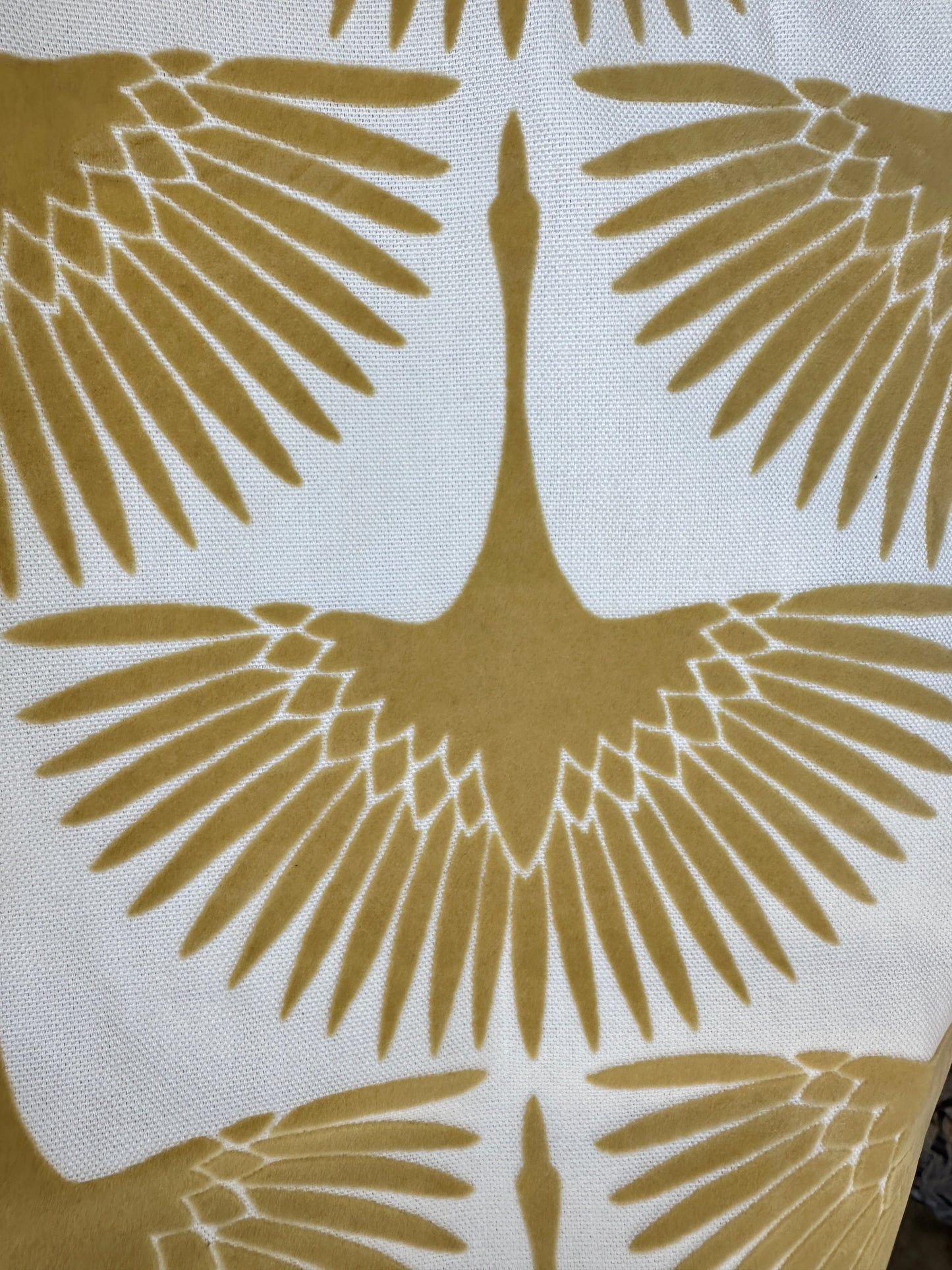 Bird Flock Cut Velvet Pillow Cover - Golden