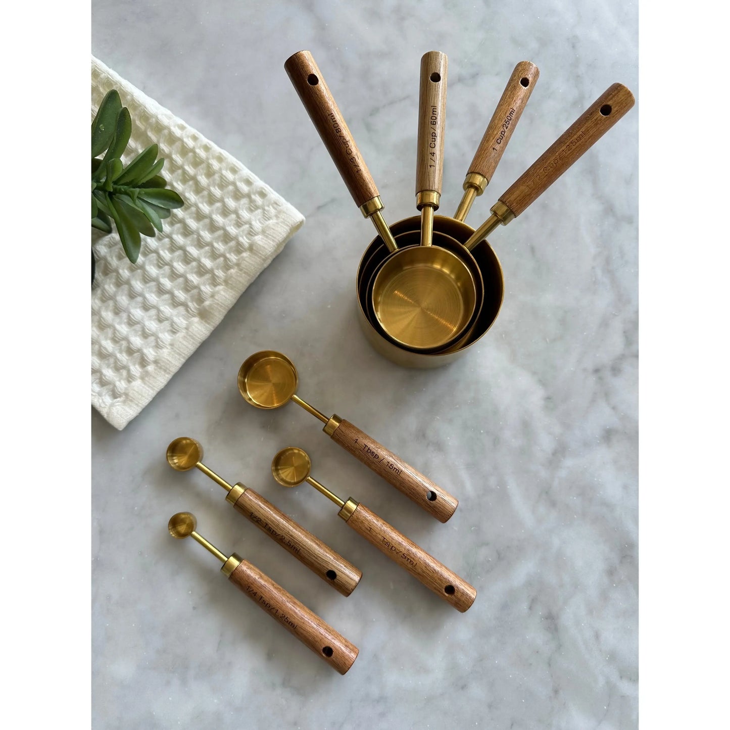 Montecito Acacia Wood and Gold Measuring Cups – Modern Kitchen Essentials