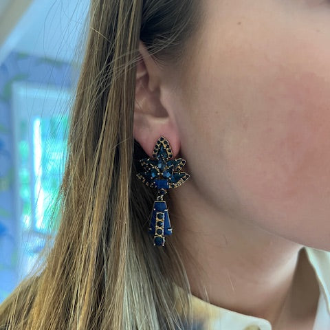 Starburst earrings, lapis lazuli