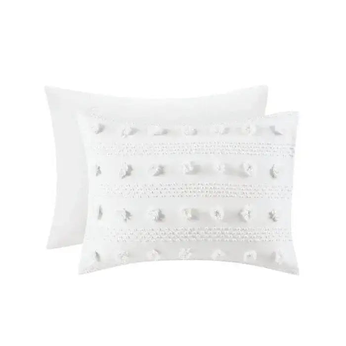 Full/Queen 3-Piece Ivory Pompom Microfiber Comforter Set