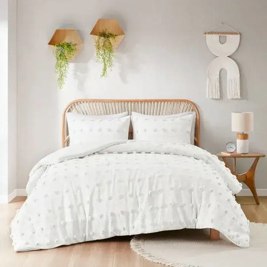 Twin/Twin XL 2-Piece Ivory Pompom Microfiber Comforter Set