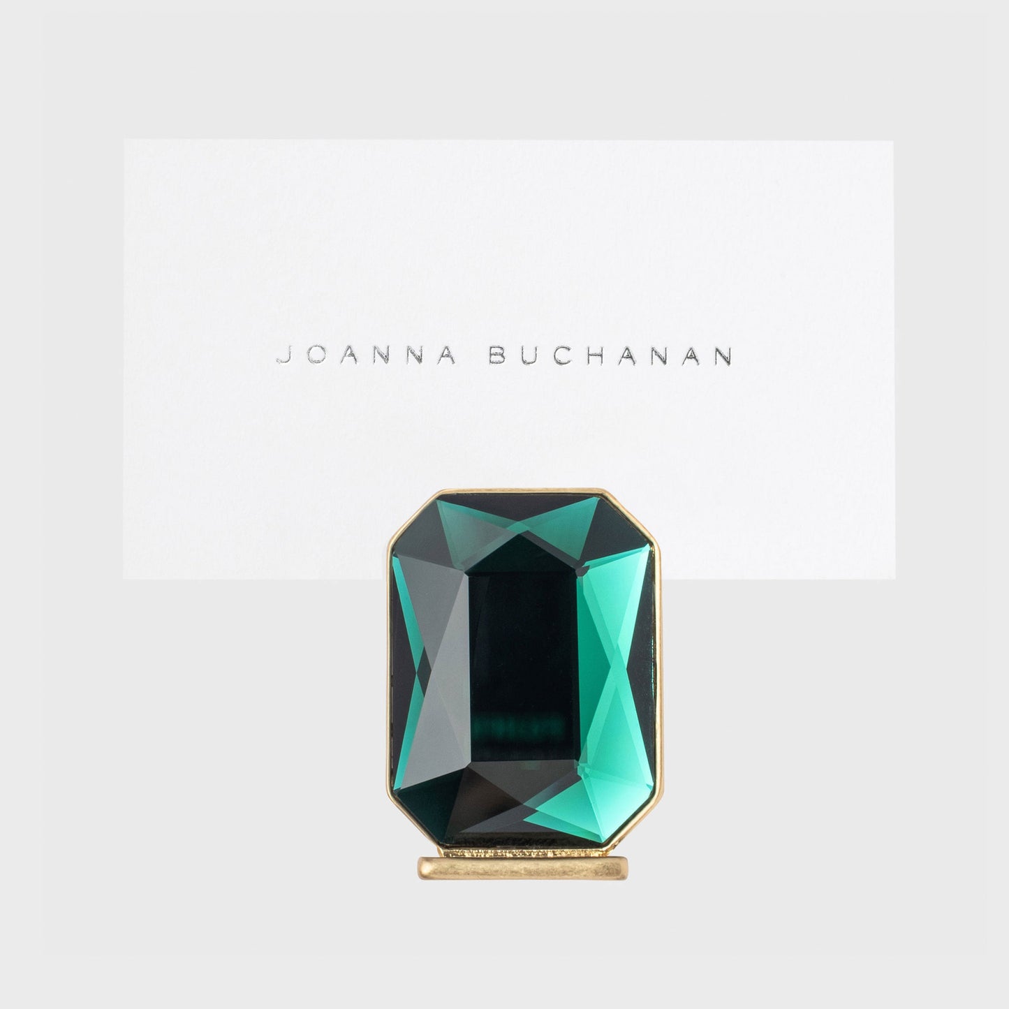 Single gem placecard holder, emerald, set of two