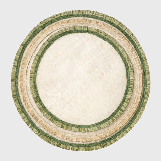 Ruffle edge straw placemats, green, set of four