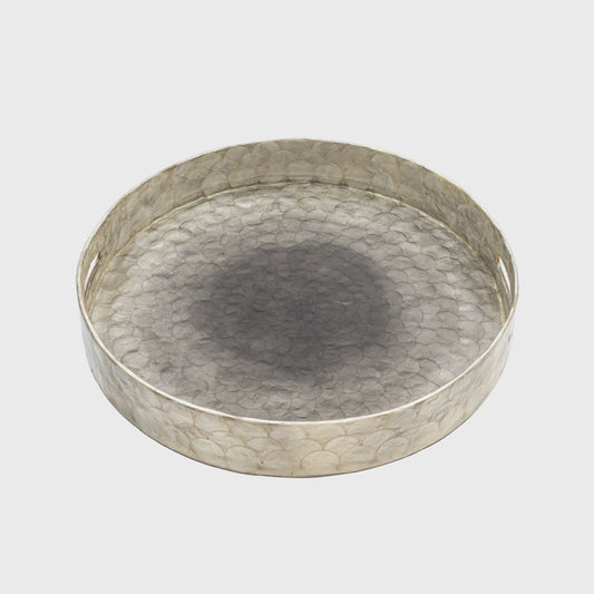 Large ombre capiz tray, grey