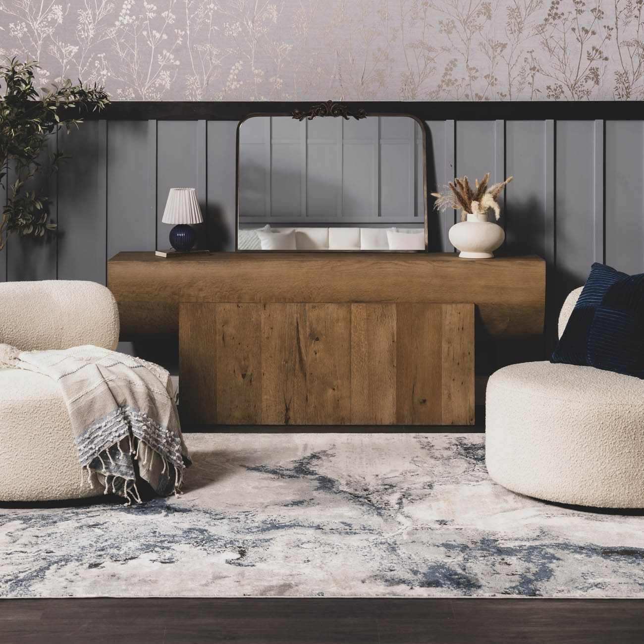 Kirkland Dark Blue Marble Rug