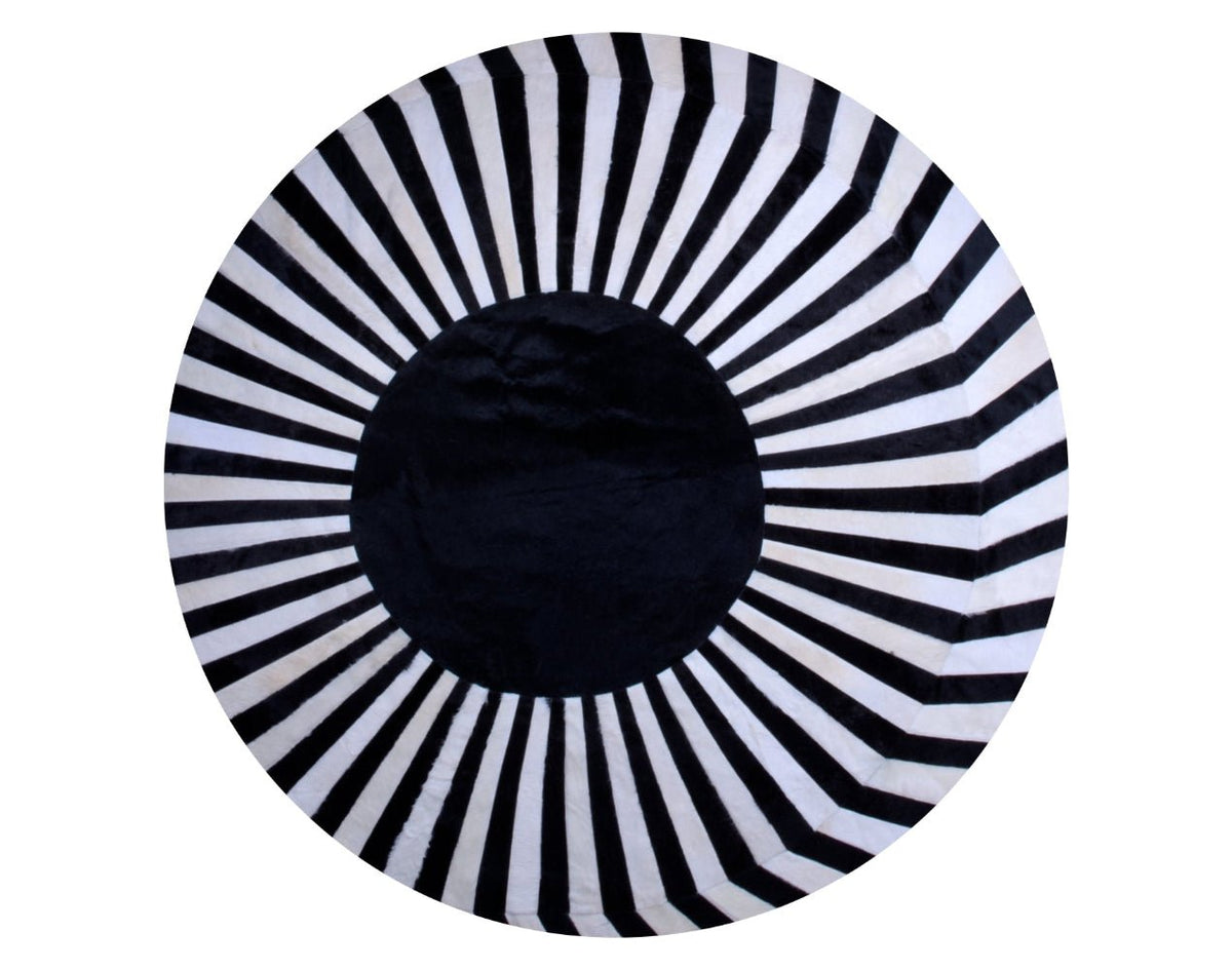 JAPAN SUN – Round Cowhide Rug in Black and White for Trade Professionals