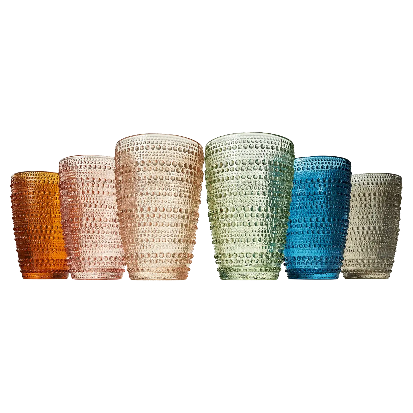 Tonal Hobnail Highball Glassware, Set of 6