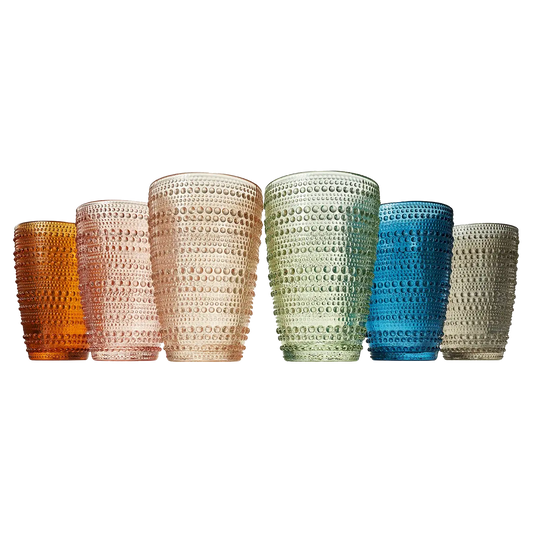 Tonal Hobnail Highball Glassware, Set of 6