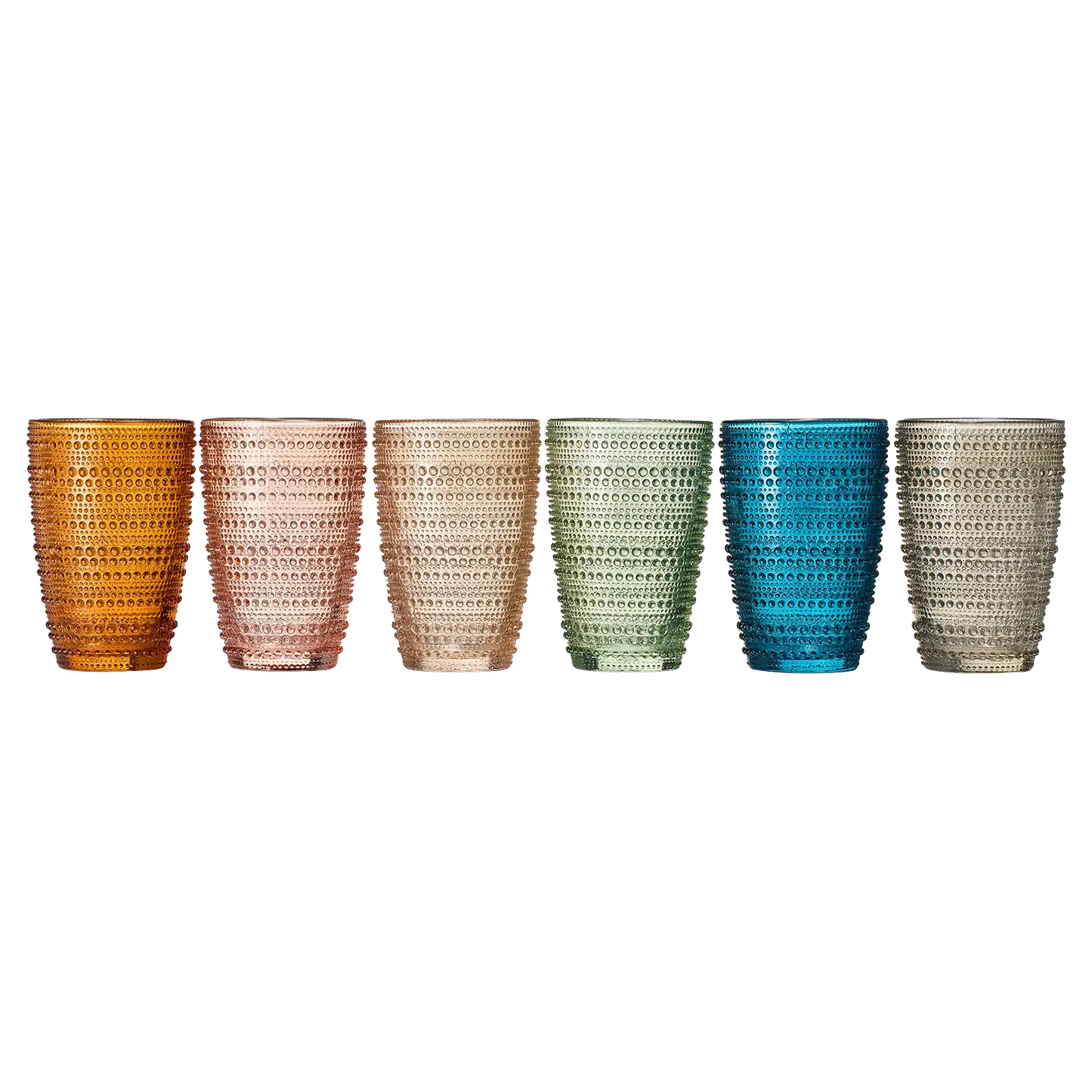 Tonal Hobnail Highball Glassware, Set of 6