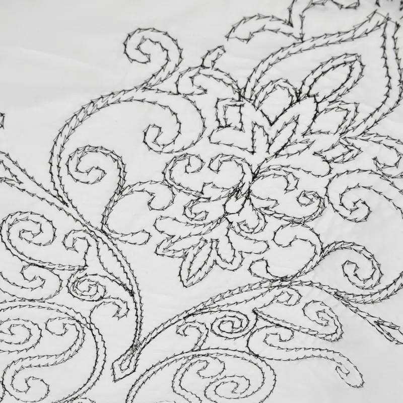 King size White Damask Embroidered 4 Piece Oversized Bedspread Set