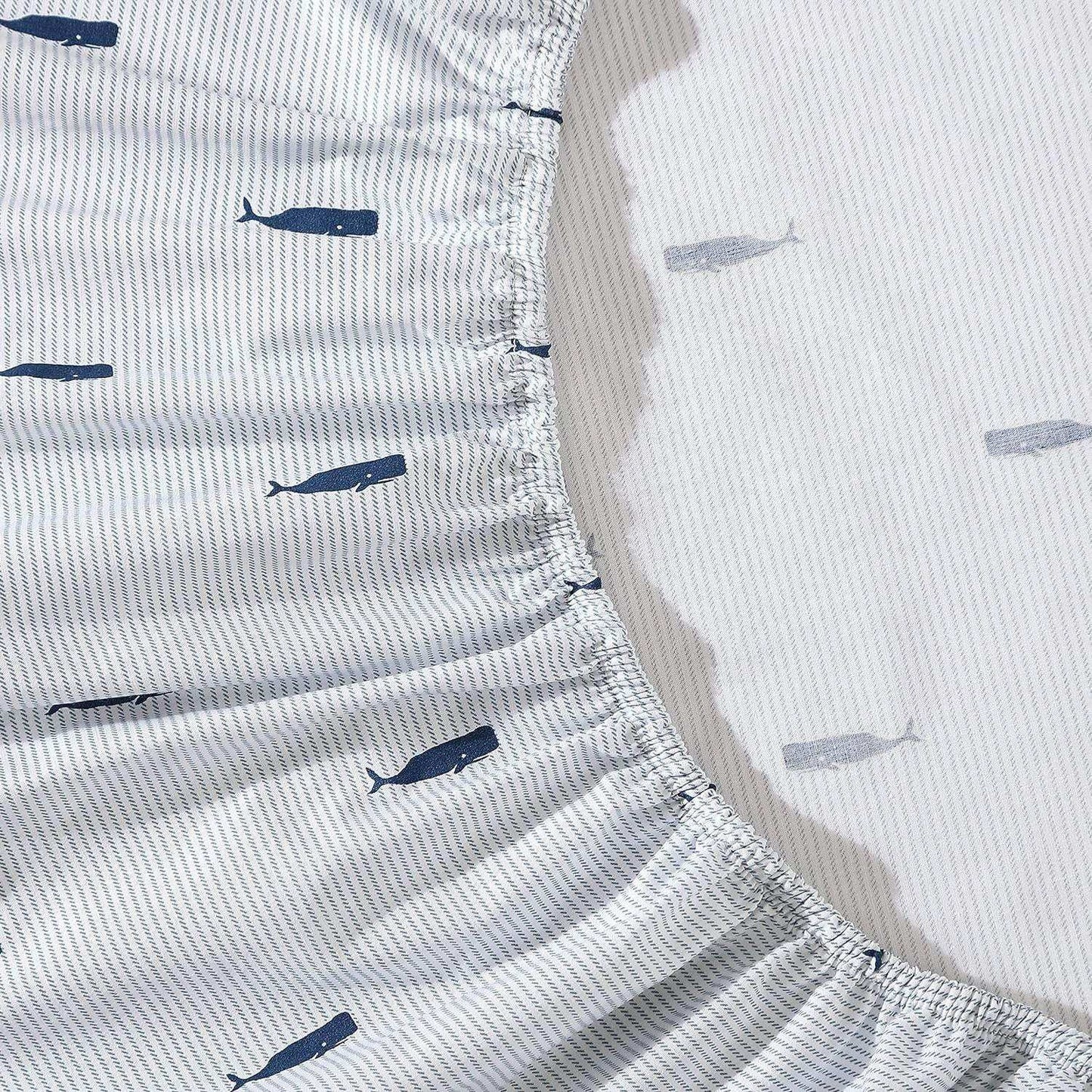 King size Coastal Beach 100-Percent Cotton Navy Blue White Stripe Sheet Set