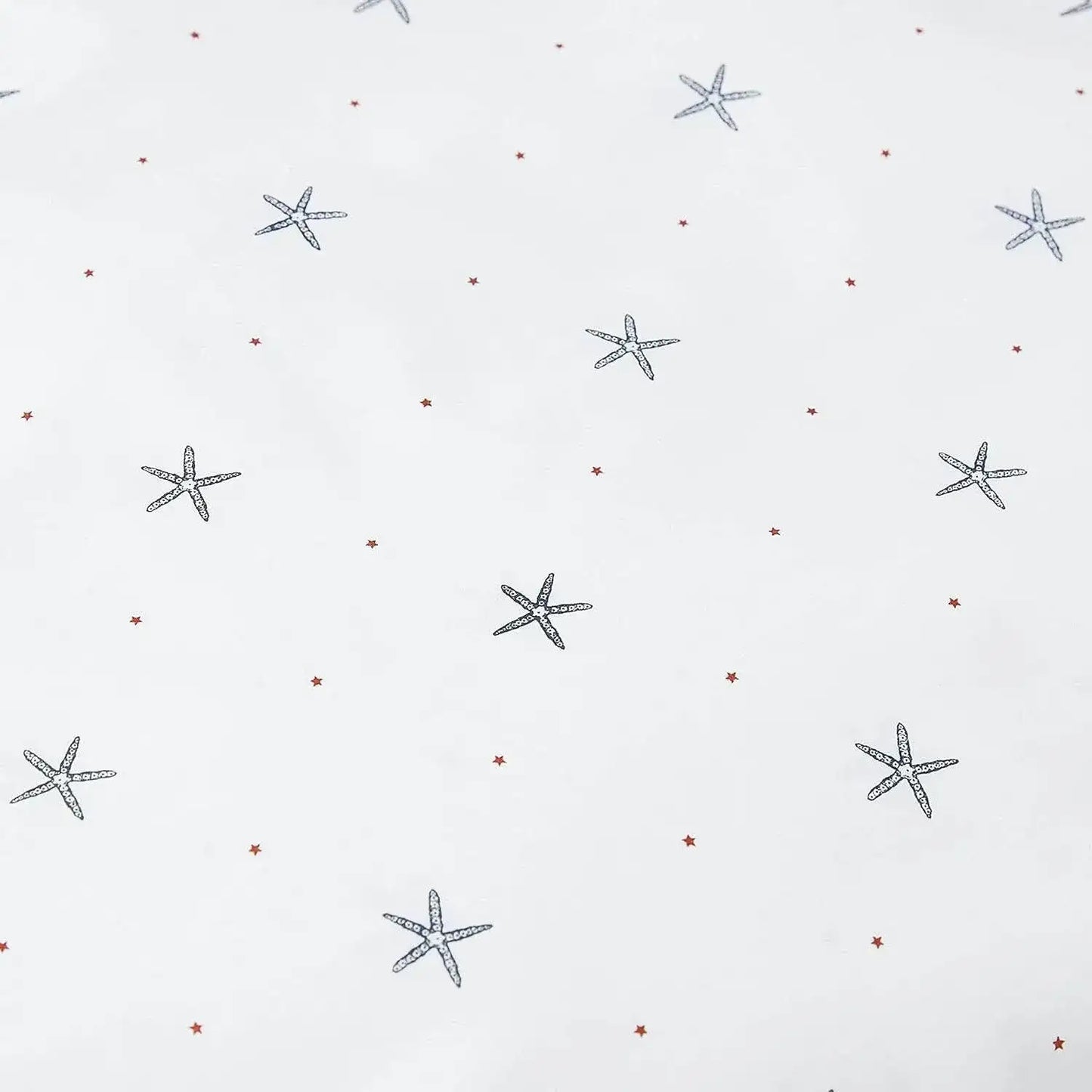 King size Coastal Beach Starfish White Navy Red 100-Percent Cotton Sheet Set