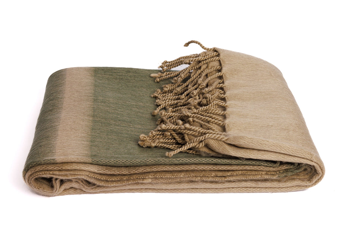 Handwoven Alpaca Throw Blanket | Tobacco, Olive & Khaki | Kallpa Collection