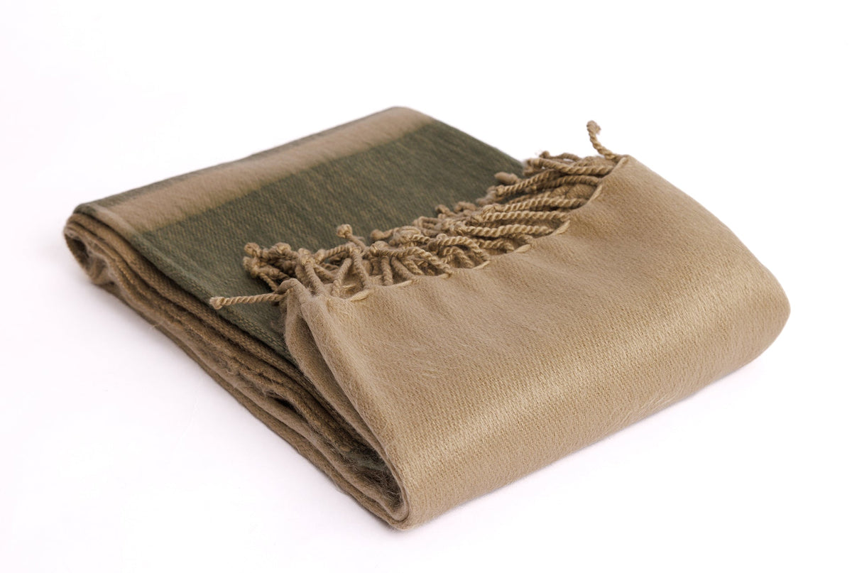 Handwoven Alpaca Throw Blanket | Tobacco, Olive & Khaki | Kallpa Collection