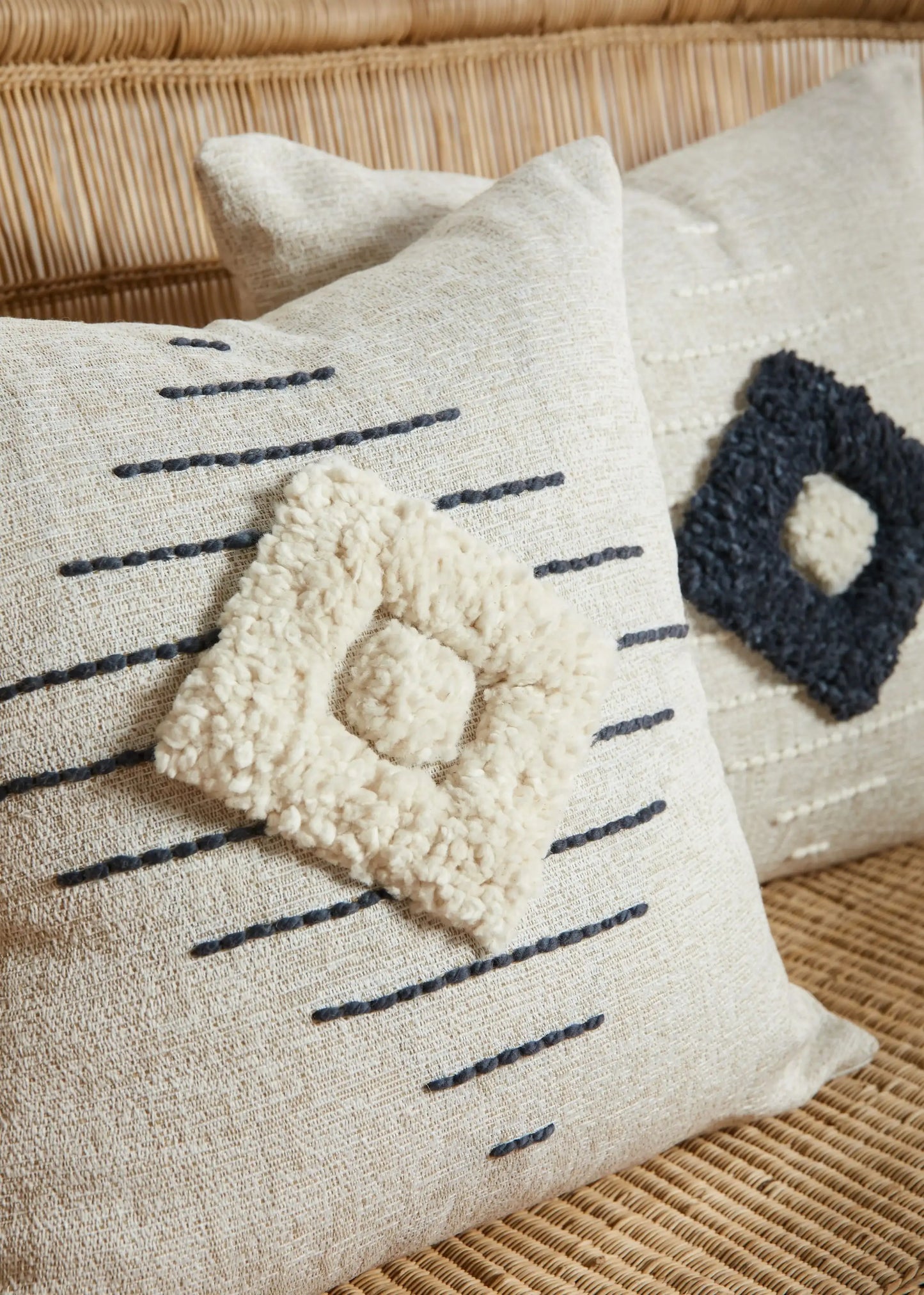 Khanya Throw Pillow in Grey and White
