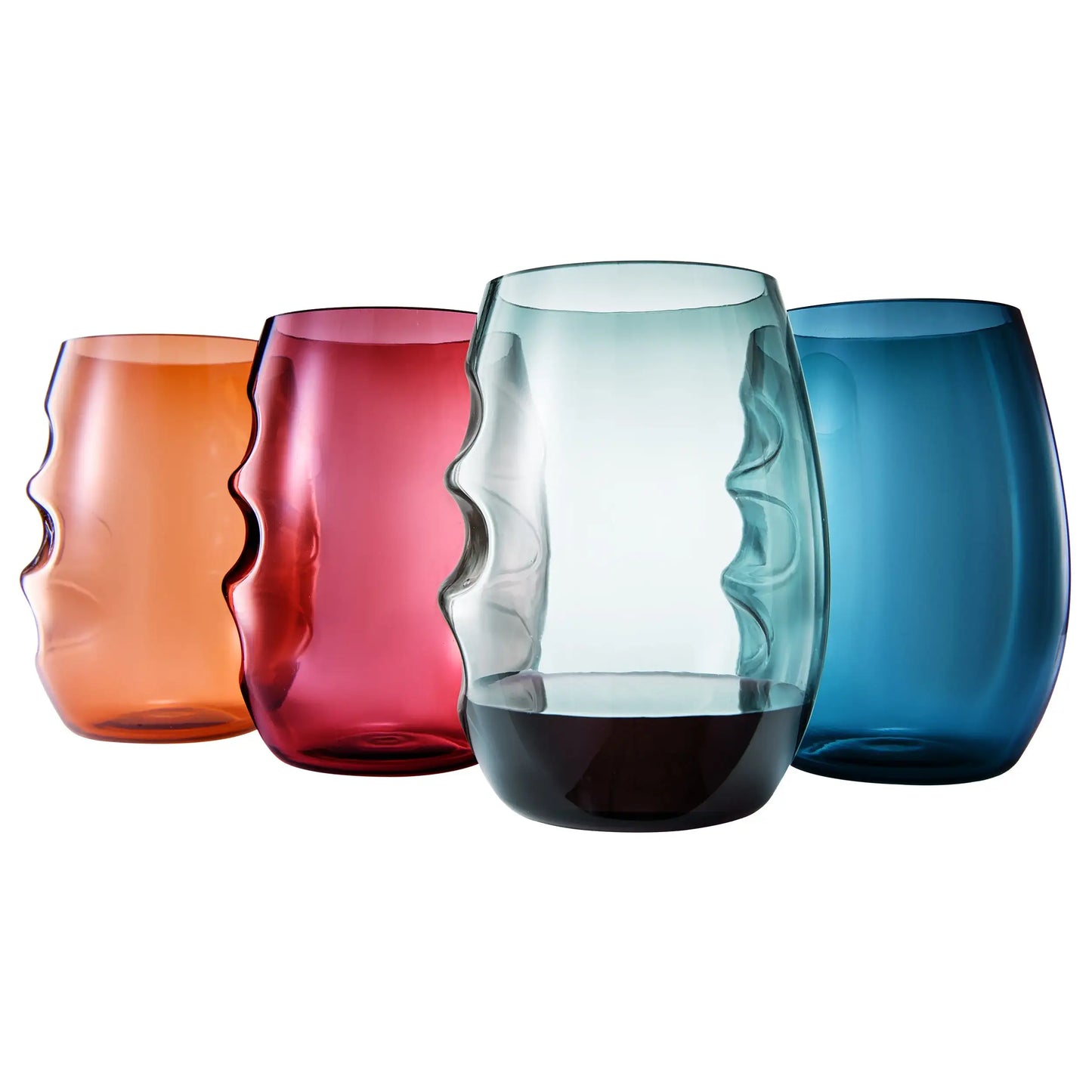 Eze Acrylic Stemless Finger-Indent Wine Glassware, Set of 4