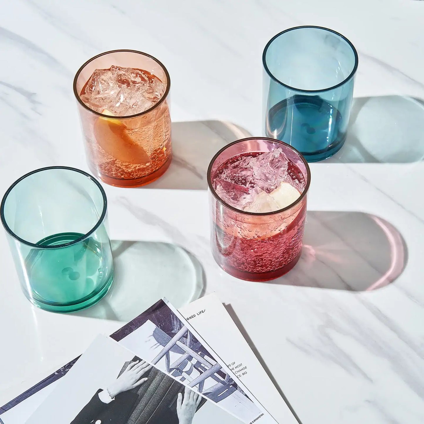 Eze Acrylic Lowball Whiskey Glassware, Set of 4
