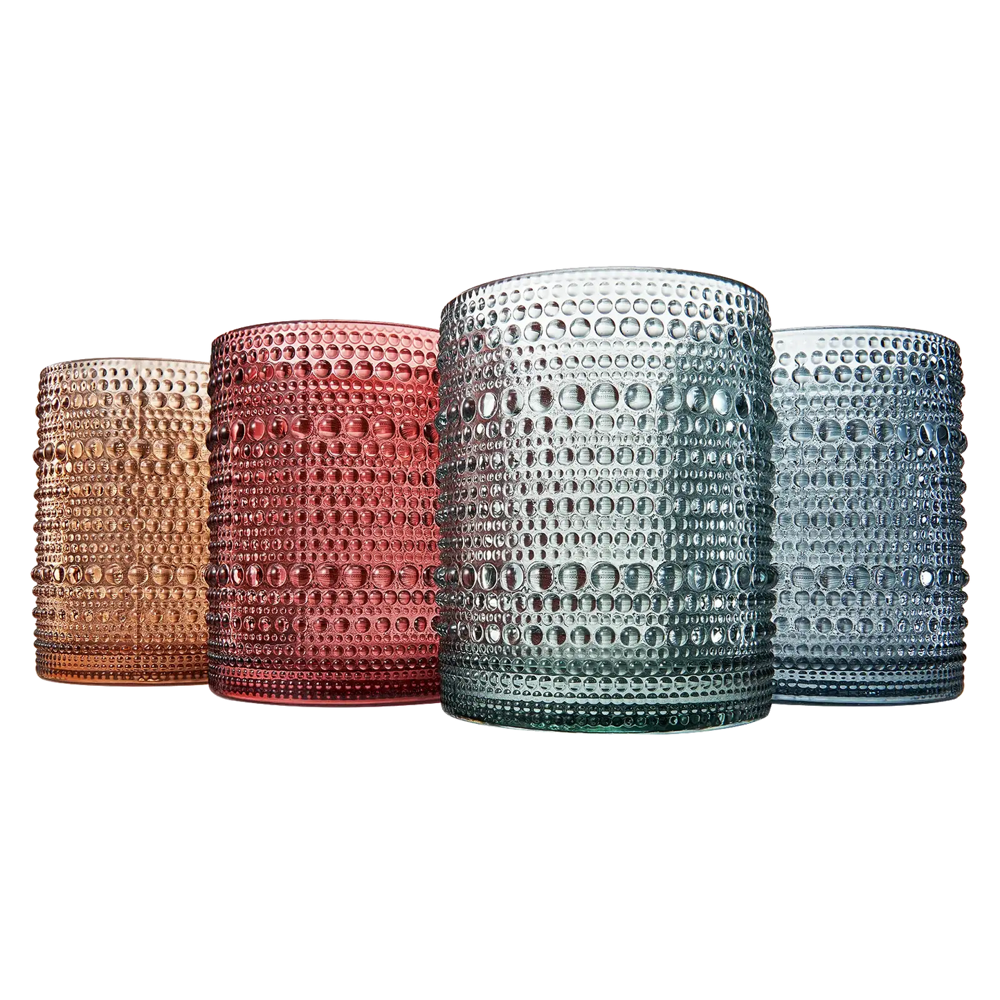 Tonal Hobnail Lowball Glassware, Set of 4