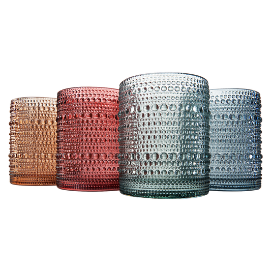 Tonal Hobnail Lowball Glassware, Set of 4