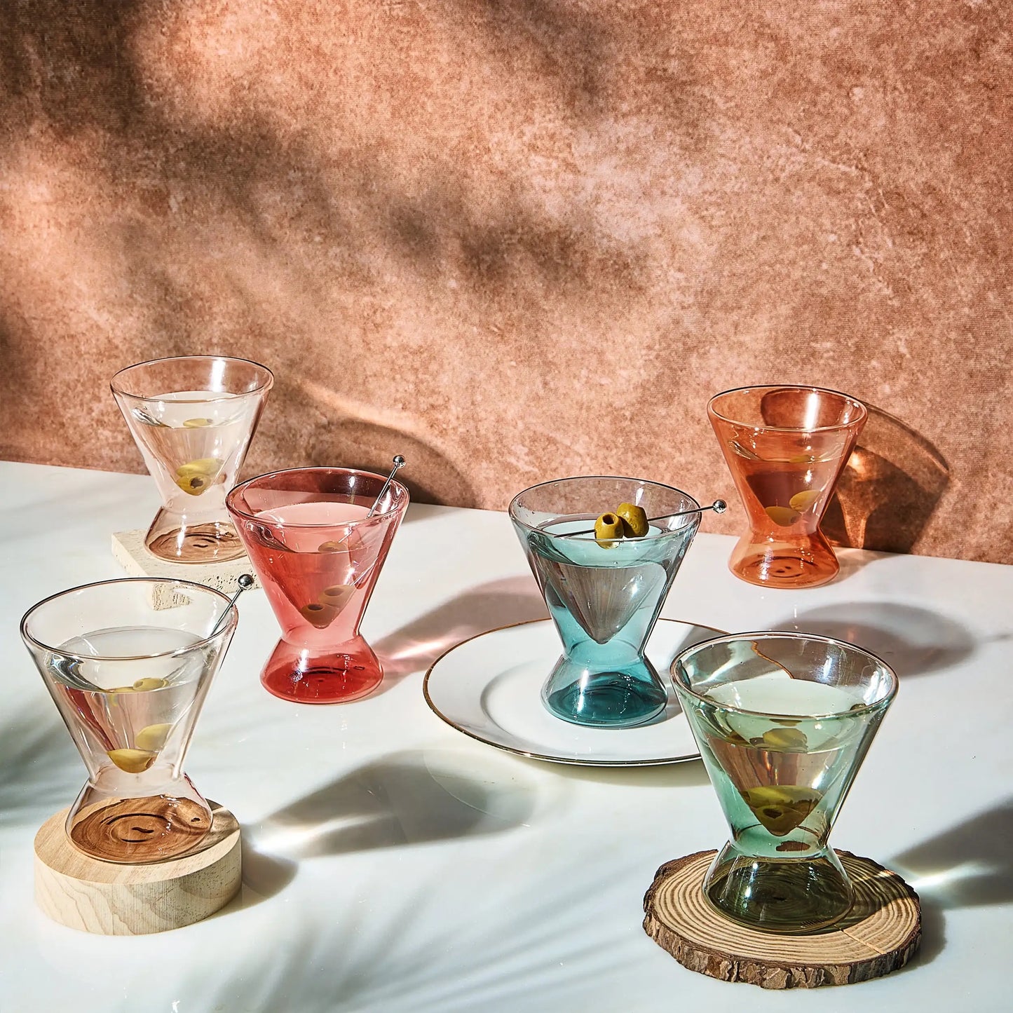 Tonal Double Wall Martini Cocktail Glassware, Set of 6