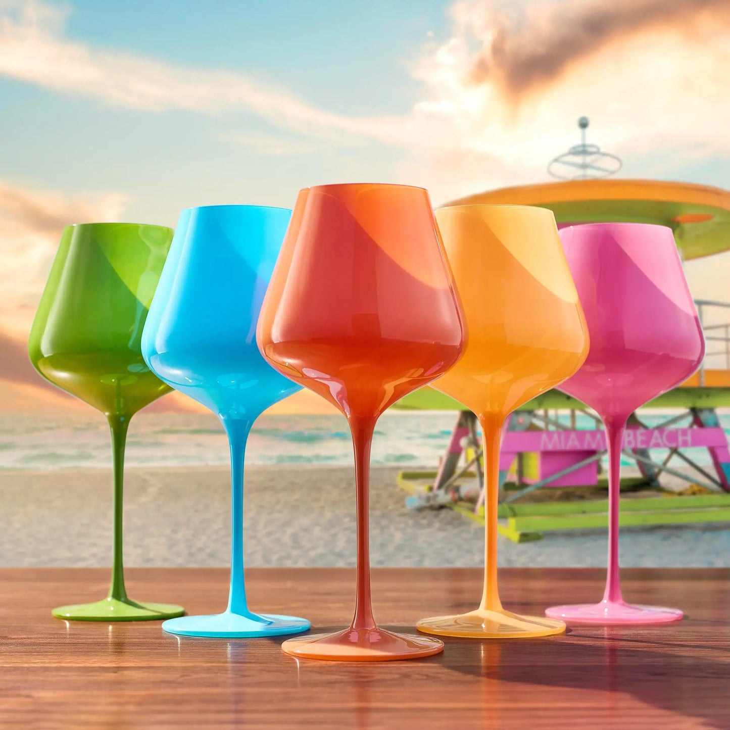 Stagioni Stemmed Wine Glassware, South Beach, Set of 5