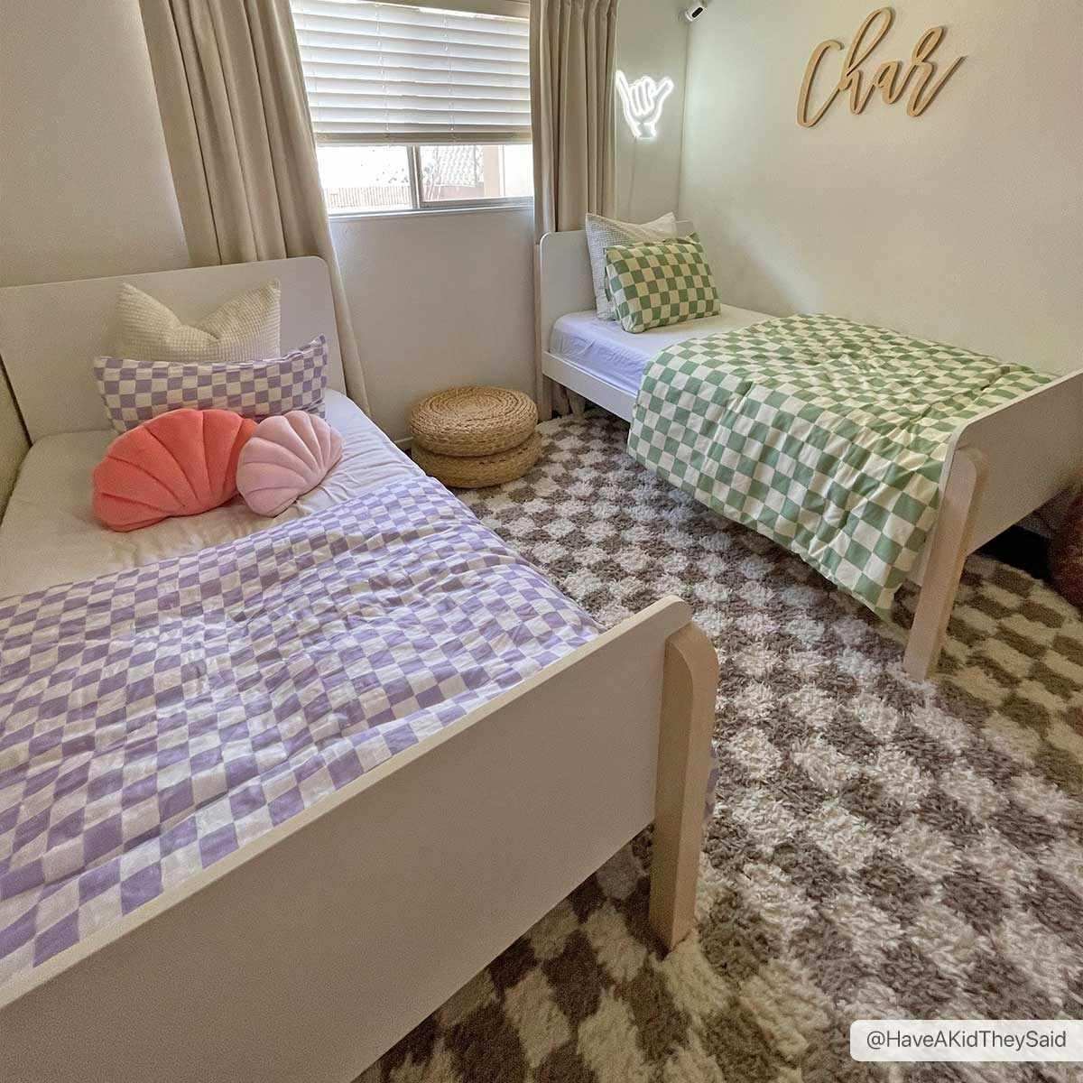 Kieu Taupe Checkered Shag Rug