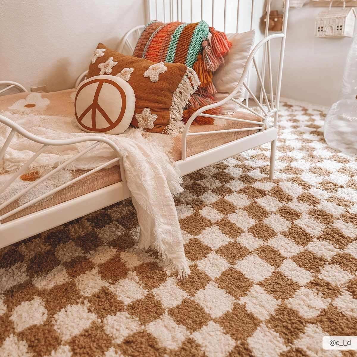 Kieu Mustard & Ivory Checkered Area Rug