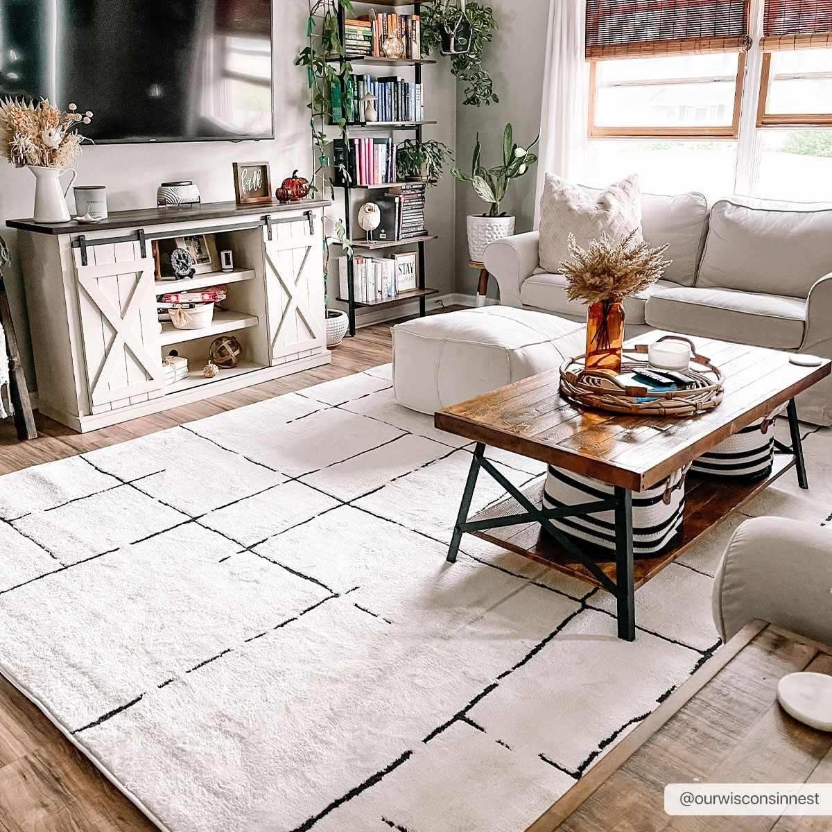 Koume Beige Maze Area Rug