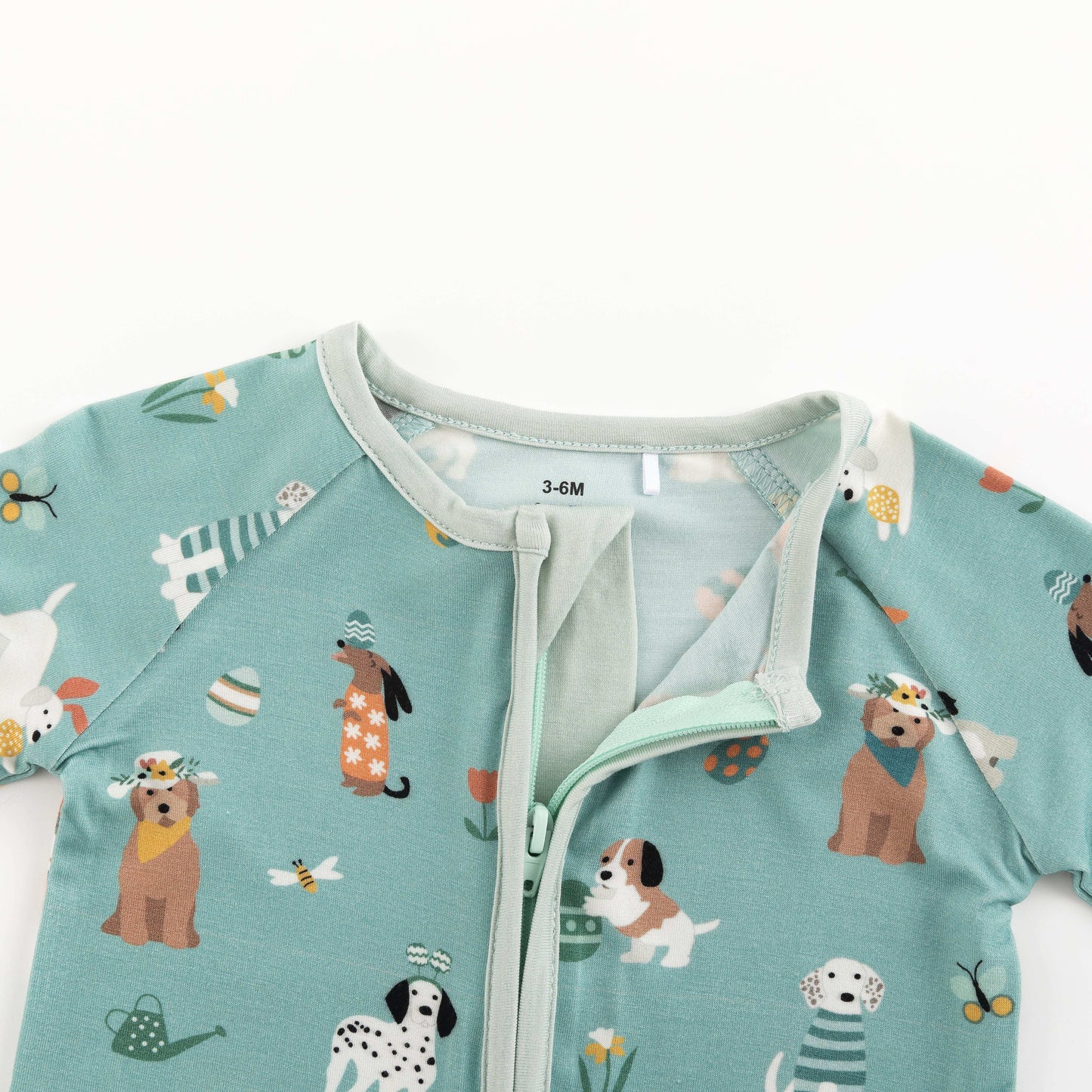 Puppy Egg Hunt (Convertible Zip Footies) - Aquamarine