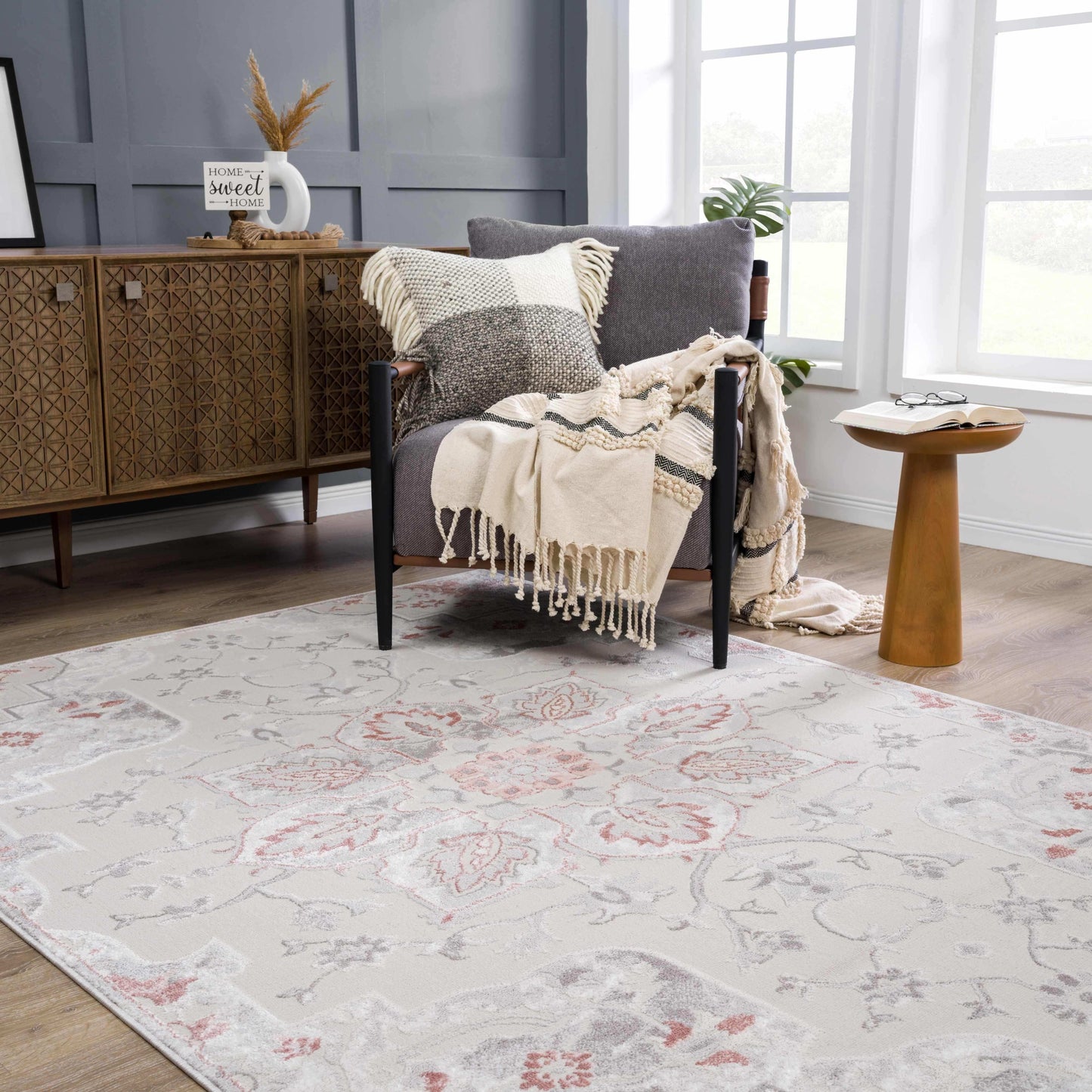Calum Pink & Gray Area Rug