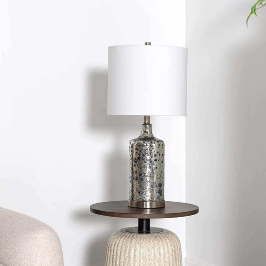 Lentner Ribbed White Ceramic Table Lamp